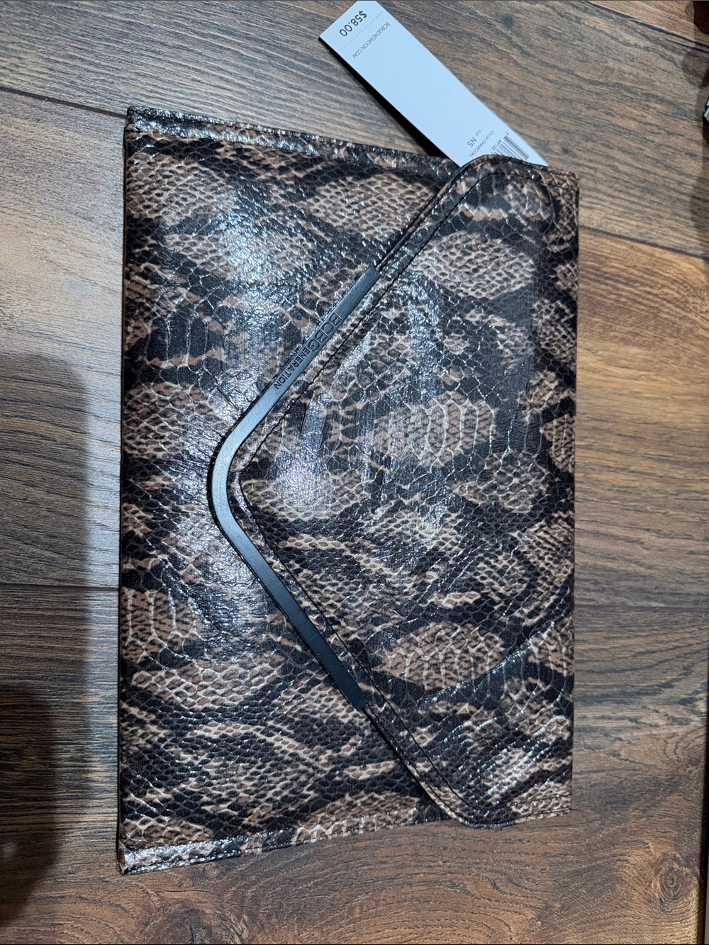 Aldo Snake-Print Envelope Clutch - Brown & Black